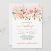 Einladung von Peach und Green Floral Wedding (Vorderseite)