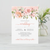 Einladung von Peach und Green Floral Wedding (Stehend Vorderseite)