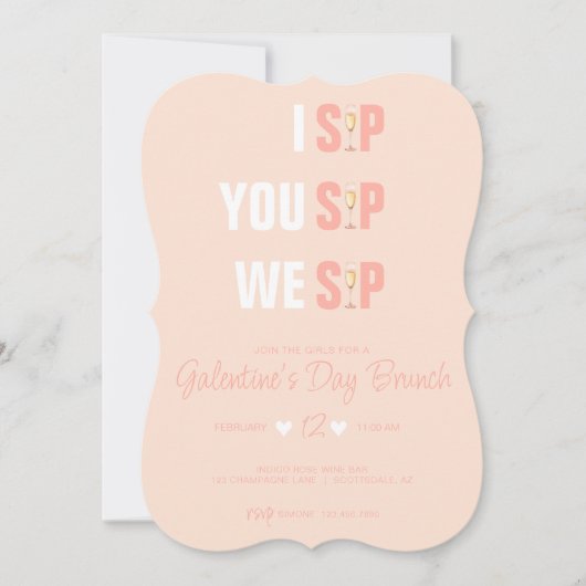 Einladung von Peachy Pink Galentine zum Champaign  (Vorderseite)