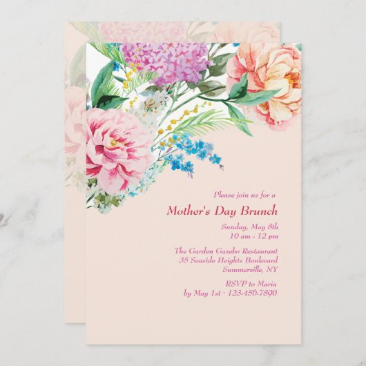 Einladung von Peonies und Lilacs (Vorne/Hinten)