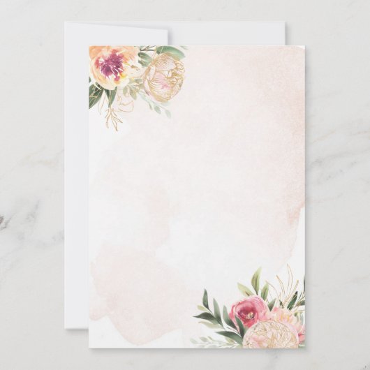 Einladung von Peony and Gold Blume Bridal Dusche (Rückseite)