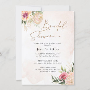 Einladung von Peony and Gold Blume Bridal Dusche