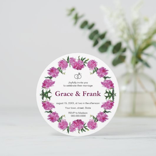 Einladung von Peony. Einladung (Stehend Vorderseite)