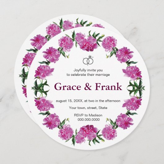 Einladung von Peony. Einladung (Vorne/Hinten)