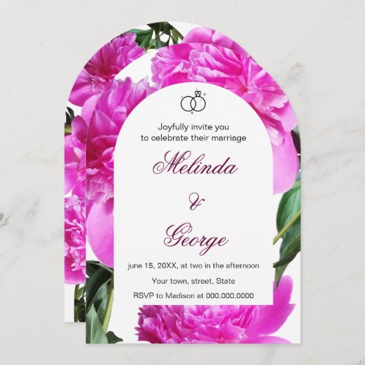 Einladung von Peony. Einladung (Vorne/Hinten)