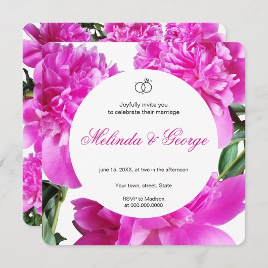 Einladung von Peony. Einladung (Vorne/Hinten)