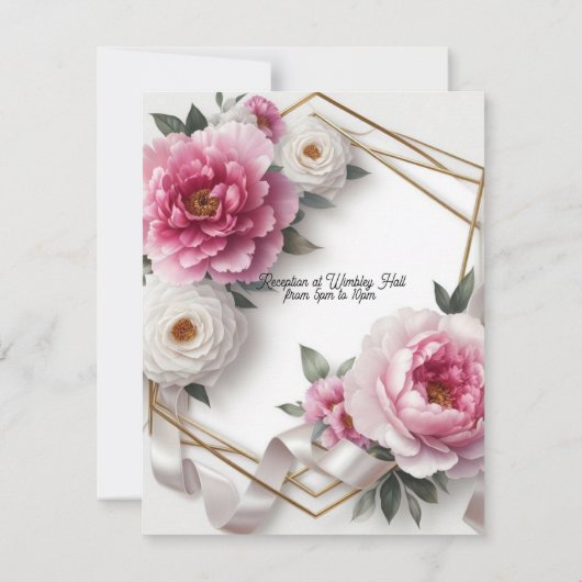 Einladung von Peony Geometric Wreath (Rückseite)