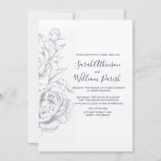 Einladung von Peony Simple Wedding (Vorderseite)