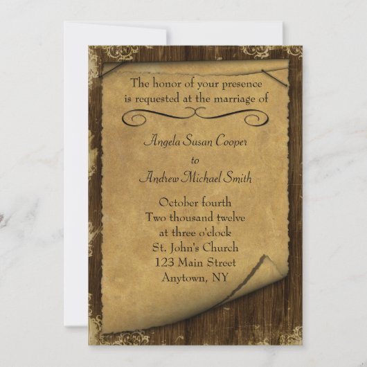 Einladung von Pergament und Holz (Vorderseite)