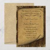 Einladung von Pergament und Holz (Vorne/Hinten)