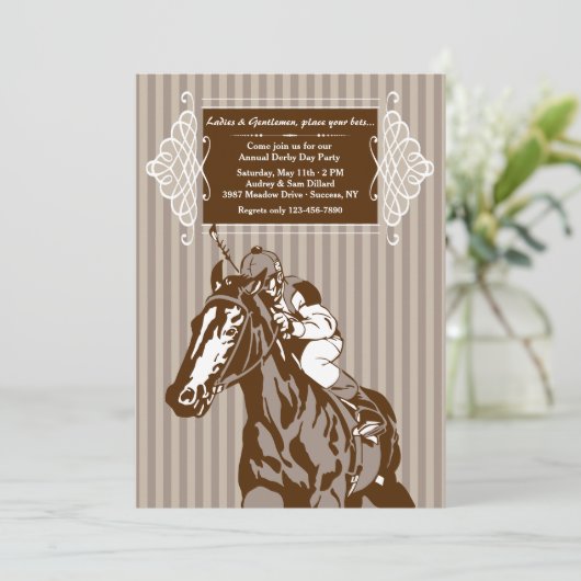 Einladung von Pferd und Jockey Stripe (Stehend Vorderseite)