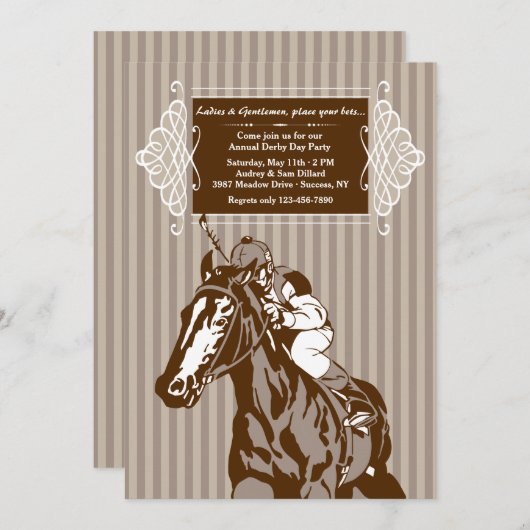 Einladung von Pferd und Jockey Stripe (Vorne/Hinten)
