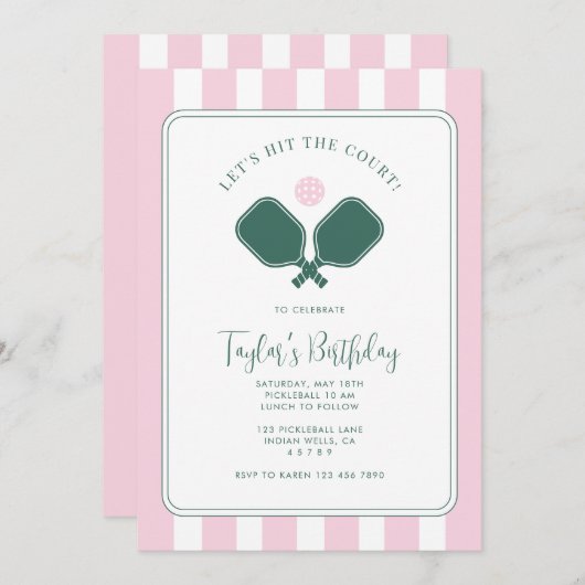 Einladung von Pickleball zum Geburtstag (Vorne/Hinten)