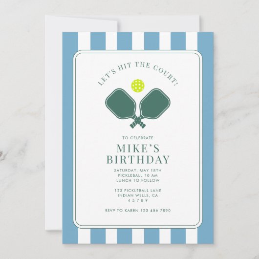 Einladung von Pickleball zum Geburtstag (Vorderseite)