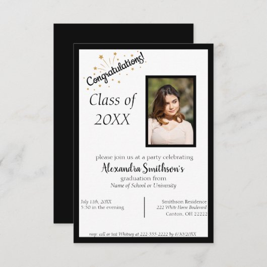 Einladung von Picture Abschluss in Black (Vorne/Hinten)