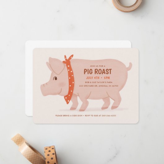 Einladung von Pig Roast (Vorderseite/Rückseite Beispiel)