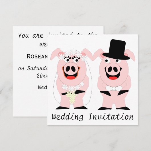 Einladung von Pig Wedding (Vorne/Hinten)