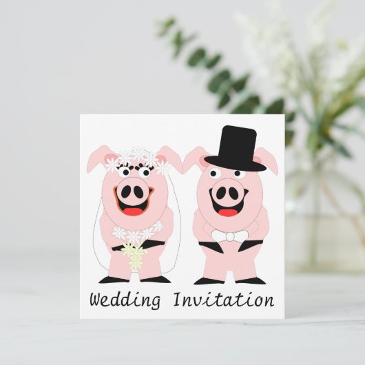 Einladung von Pig Wedding (Stehend Vorderseite)