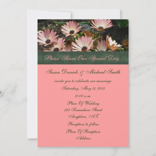 Einladung von Pink African Daisies Floral Wedding (Vorderseite)