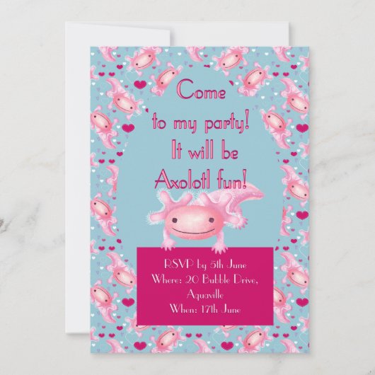 Einladung von Pink Axolotl (Vorderseite)