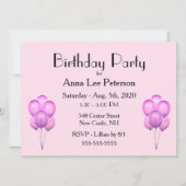 Einladung von Pink Balloons (Vorderseite)