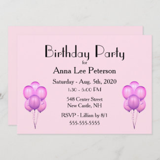 Einladung von Pink Balloons