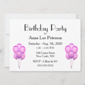 Einladung von Pink Balloons (Vorderseite)