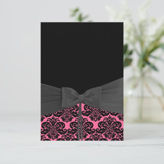 EINLADUNG VON PINK & BLACK DAMASK (Stehend Vorderseite)