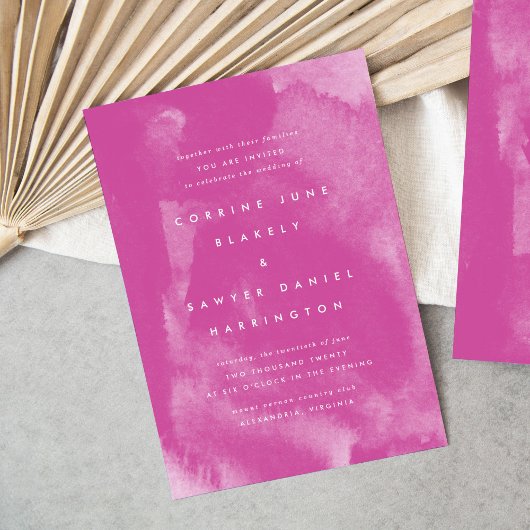 Einladung von Pink Boho Watercolor Hochzeit