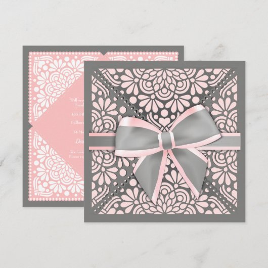 Einladung von Pink Bow (Vorne/Hinten)