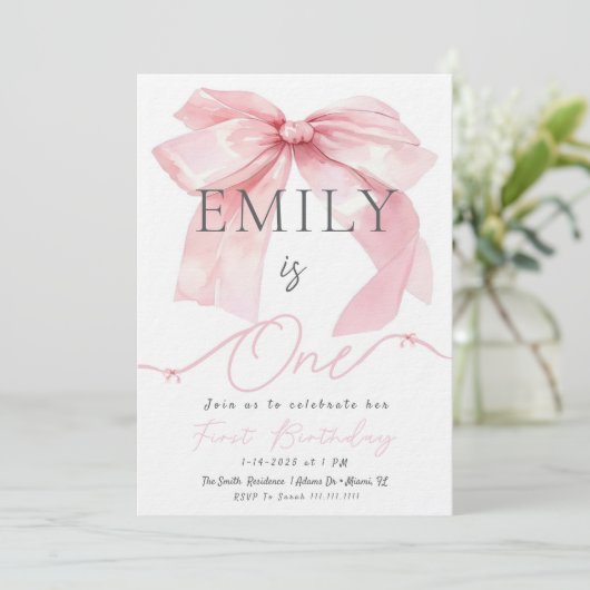 Einladung von Pink Bow (Stehend Vorderseite)