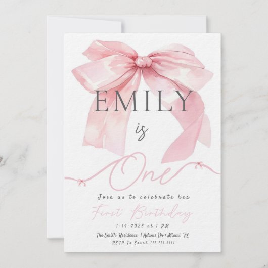 Einladung von Pink Bow (Vorderseite)