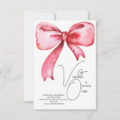 Einladung von Pink Bow zum ersten Geburtstag (Vorderseite)