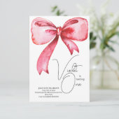 Einladung von Pink Bow zum ersten Geburtstag (Stehend Vorderseite)