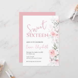 Einladung von Pink Floral 16 . Geburtstag