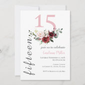 Einladung von Pink Floral Quinceñera (Vorderseite)