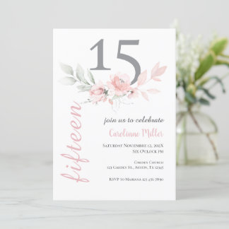 Einladung von Pink Floral Quinceñera