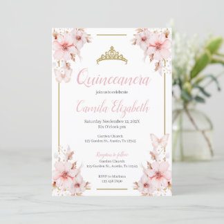 Einladung von Pink Floral Quinceñera
