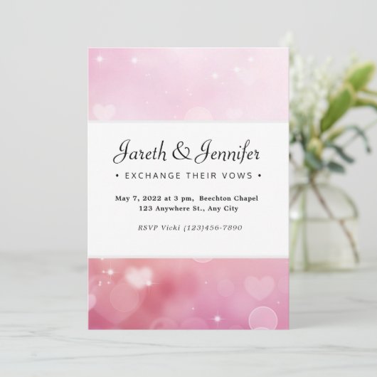 Einladung von Pink Hearts (Stehend Vorderseite)