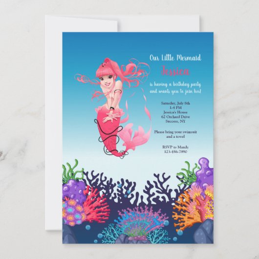 Einladung von Pink Mermaid (Vorderseite)