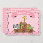 Einladung von Pink Noahs Ark Baby Shower (Vorne/Hinten)