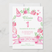 Einladung von Pink Party Girl zum ersten Geburtsta (Vorderseite)