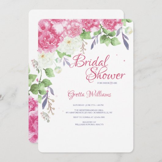 Einladung von Pink Peonies (Vorne/Hinten)