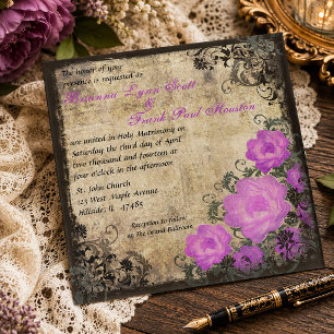 Einladung von Pink Peonies Vintage Hochzeit