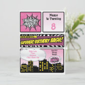 Einladung von Pink Superhero (Stehend Vorderseite)