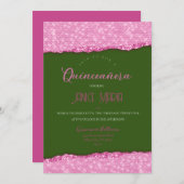 Einladung von Pink und Green Diamond Quinceañera (Vorne/Hinten)