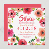 Einladung von Pink Watercolor (Vorne/Hinten)