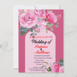 : Einladung von Pink Watercolor Floral Wedding