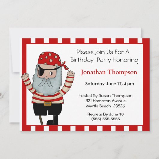 Einladung von Pirate Birthday (Vorderseite)