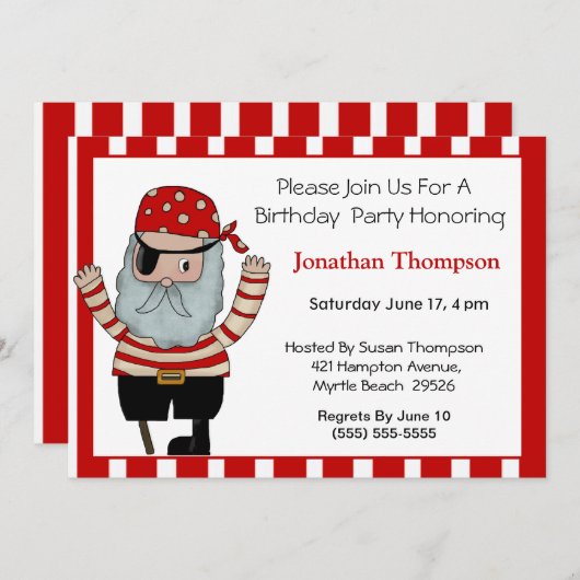 Einladung von Pirate Birthday (Vorne/Hinten)